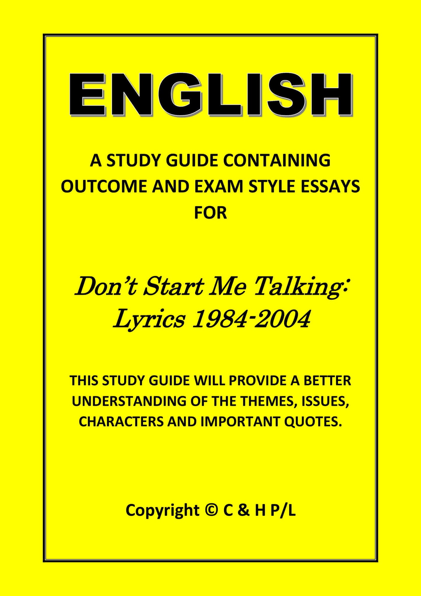 DON'T START ME TALKING (SSRC)