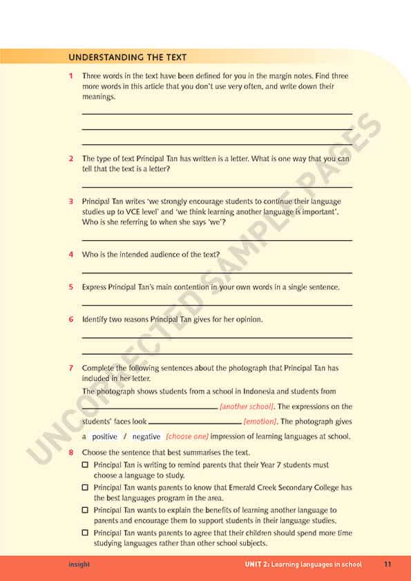 Insight Issues Junior Years (Y7- 8)