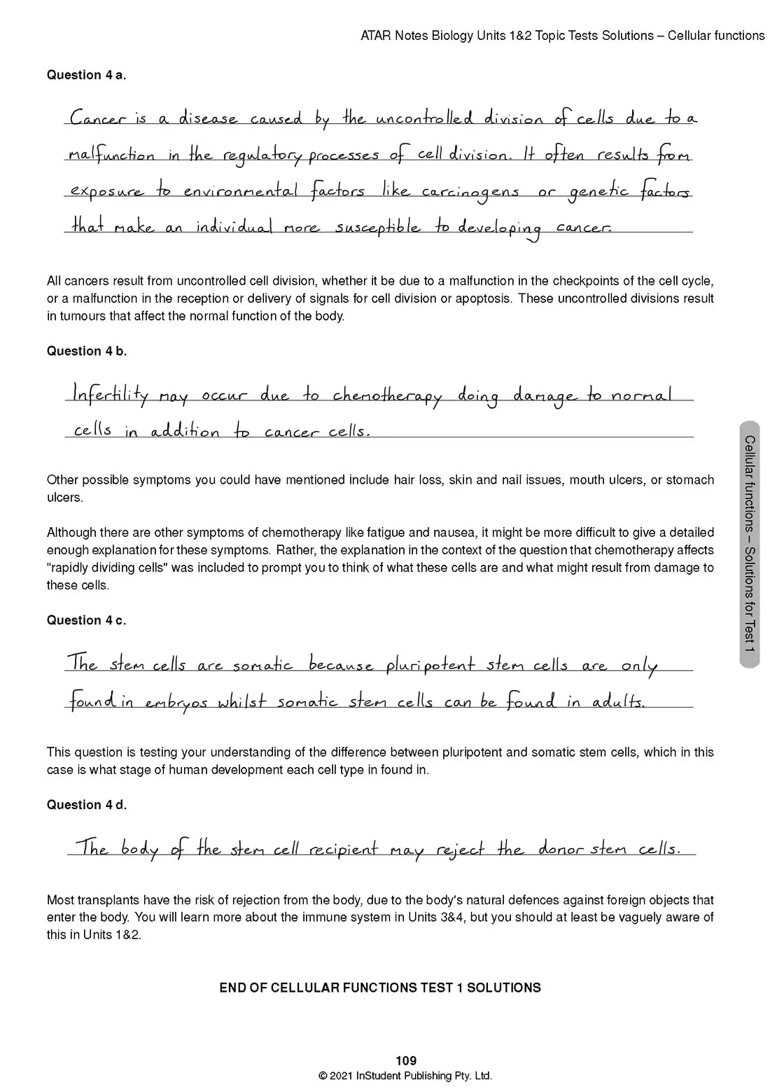 ATAR Notes VCE Biology Units 1&2 Topic Test