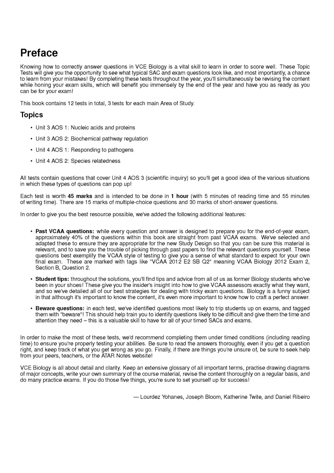 Atar Notes VCE Biology Units 3&4 Topic Test