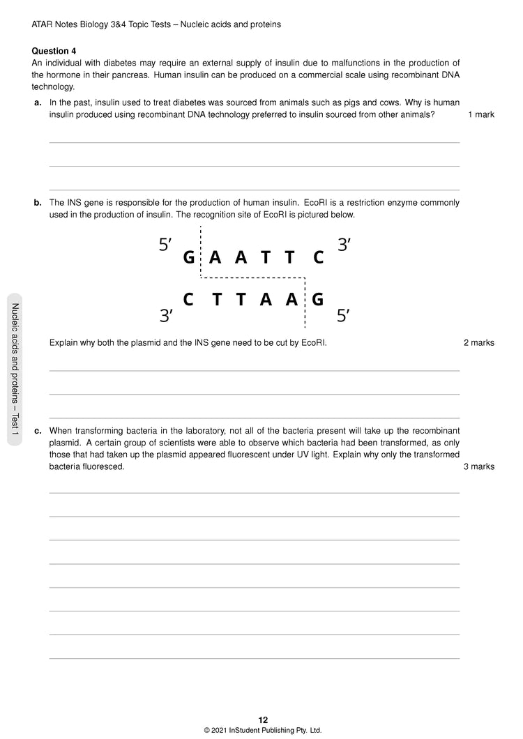 Atar Notes VCE Biology Units 3&4 Topic Test
