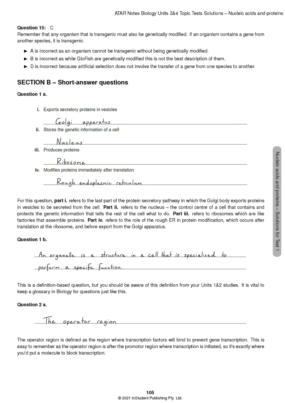 Atar Notes VCE Biology Units 3&4 Topic Test