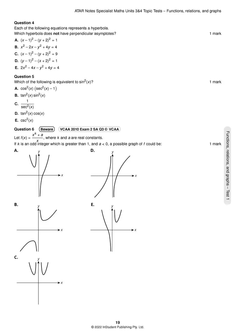 Atar Notes VCE Specialist Maths Units 3&4 Topic Test