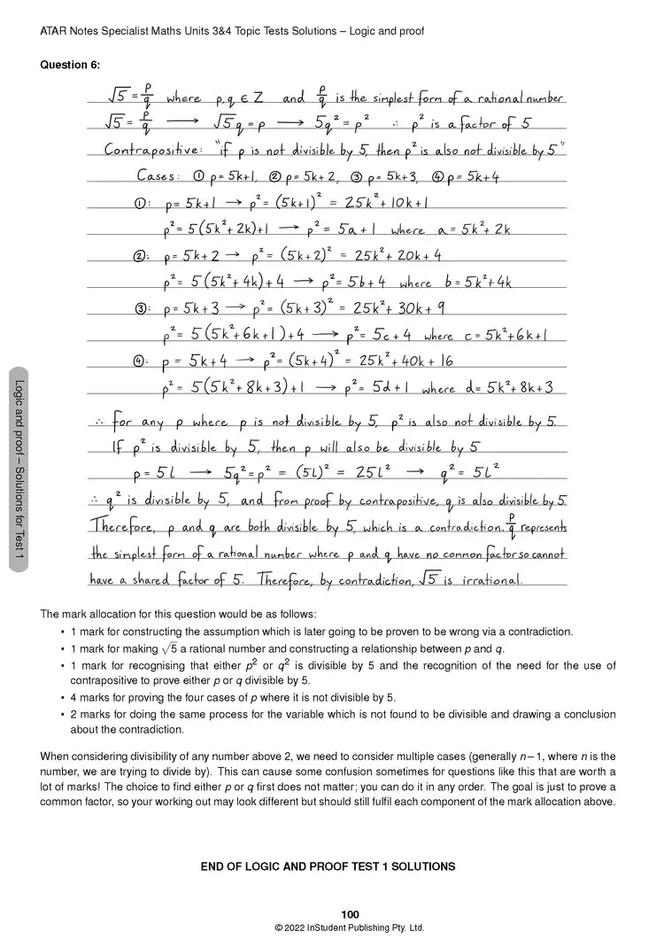 Atar Notes VCE Specialist Maths Units 3&4 Topic Test