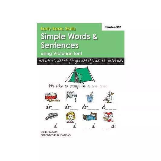 Early Basic Skills Simple Words & Sentences - using Victorian font