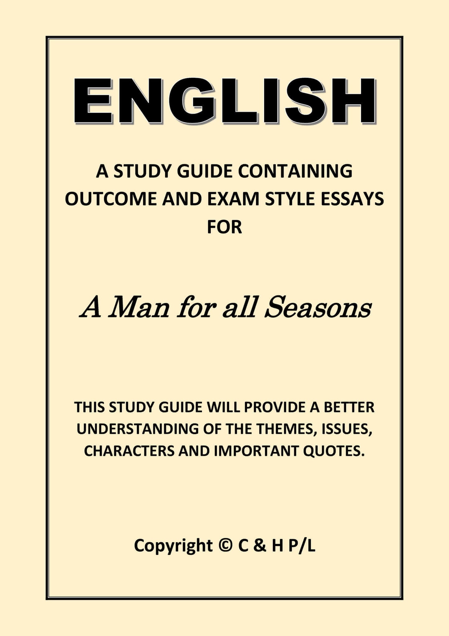 A MAN FOR ALL SEASONS (SSRC)