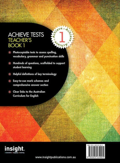 Achieve Tests Teacher's Book 1 - Junior Secondary Level ( Grammar, Punctuation, Spelling, Vocabulary )