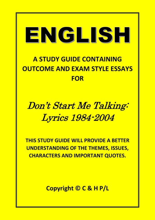 DON'T START ME TALKING (SSRC)