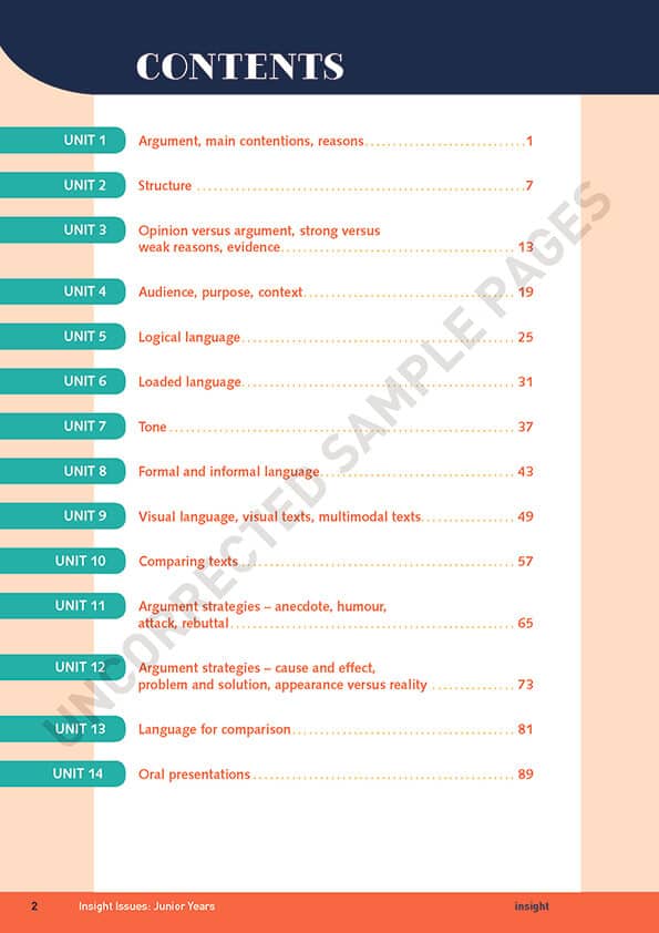 Insight Issues Junior Years (Y7- 8)