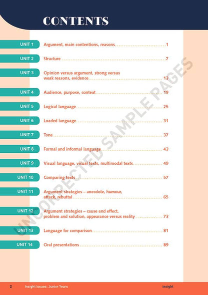 Insight Issues Junior Years (Y7- 8)