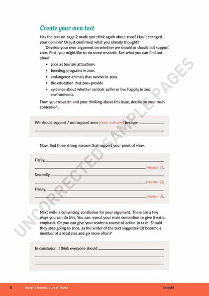 Insight Issues Junior Years (Y7- 8)