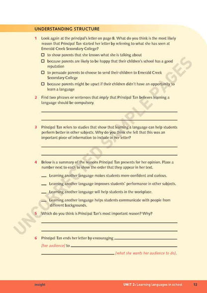 Insight Issues Junior Years (Y7- 8)