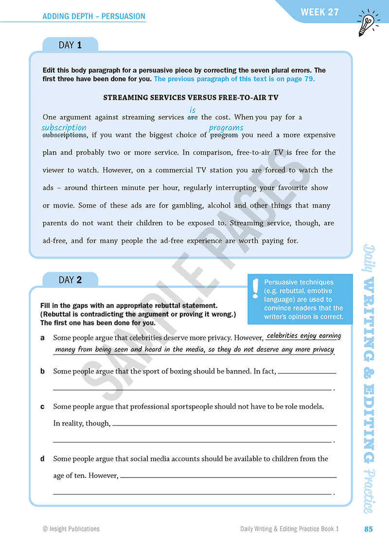 Daily Writing & Editing practice Book 1