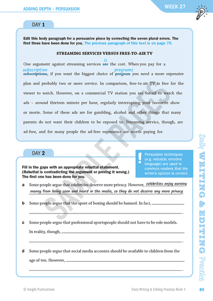 Daily Writing & Editing practice Book 1