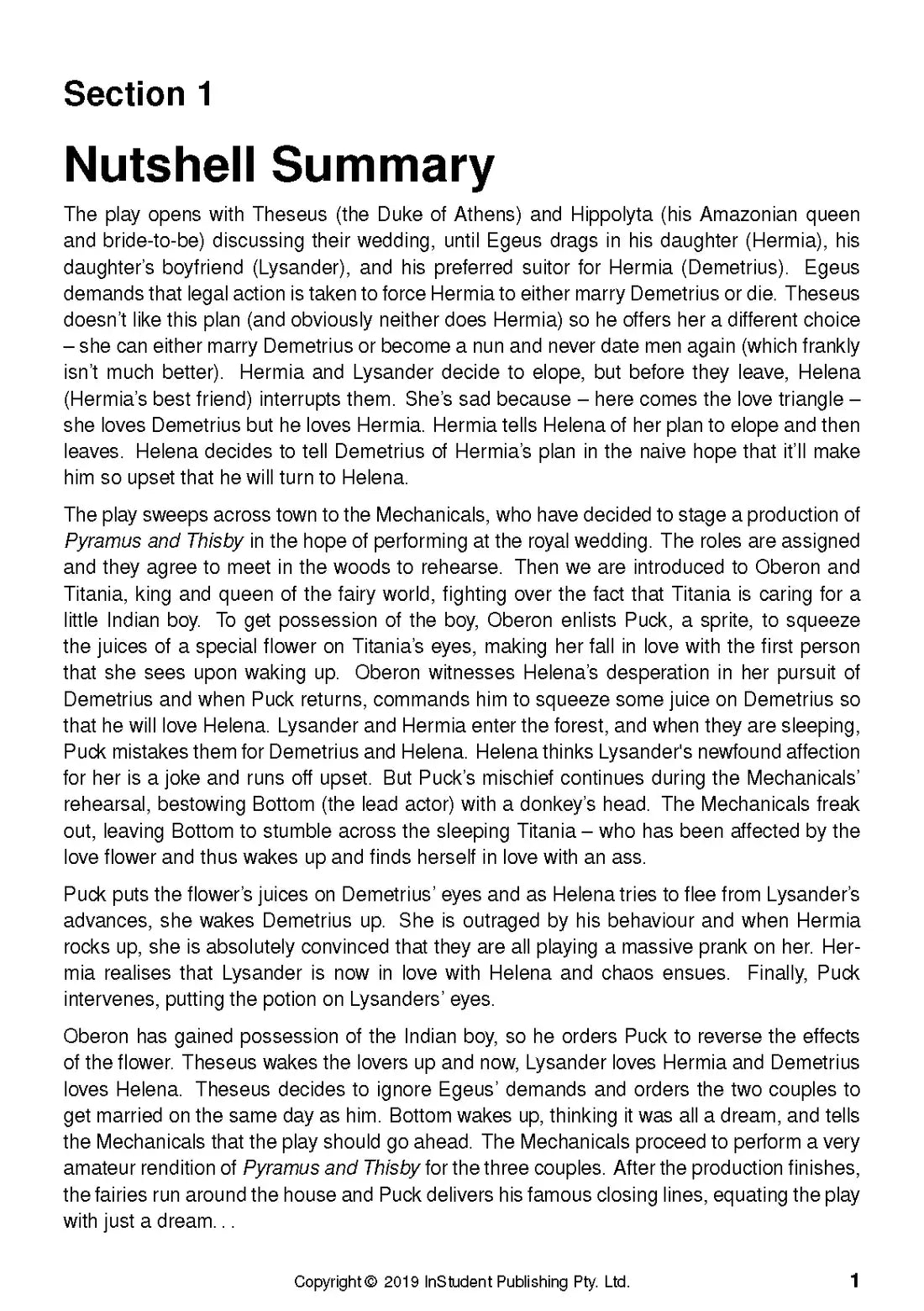 A Midsummer Night's Dream - ATAR Notes