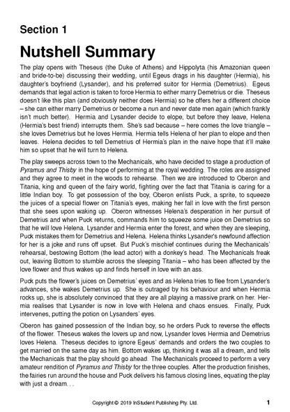 A Midsummer Night's Dream - ATAR Notes