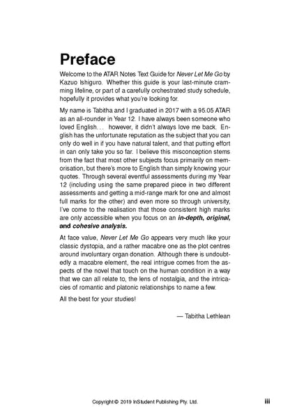 Never Let Me Go - ATAR Notes