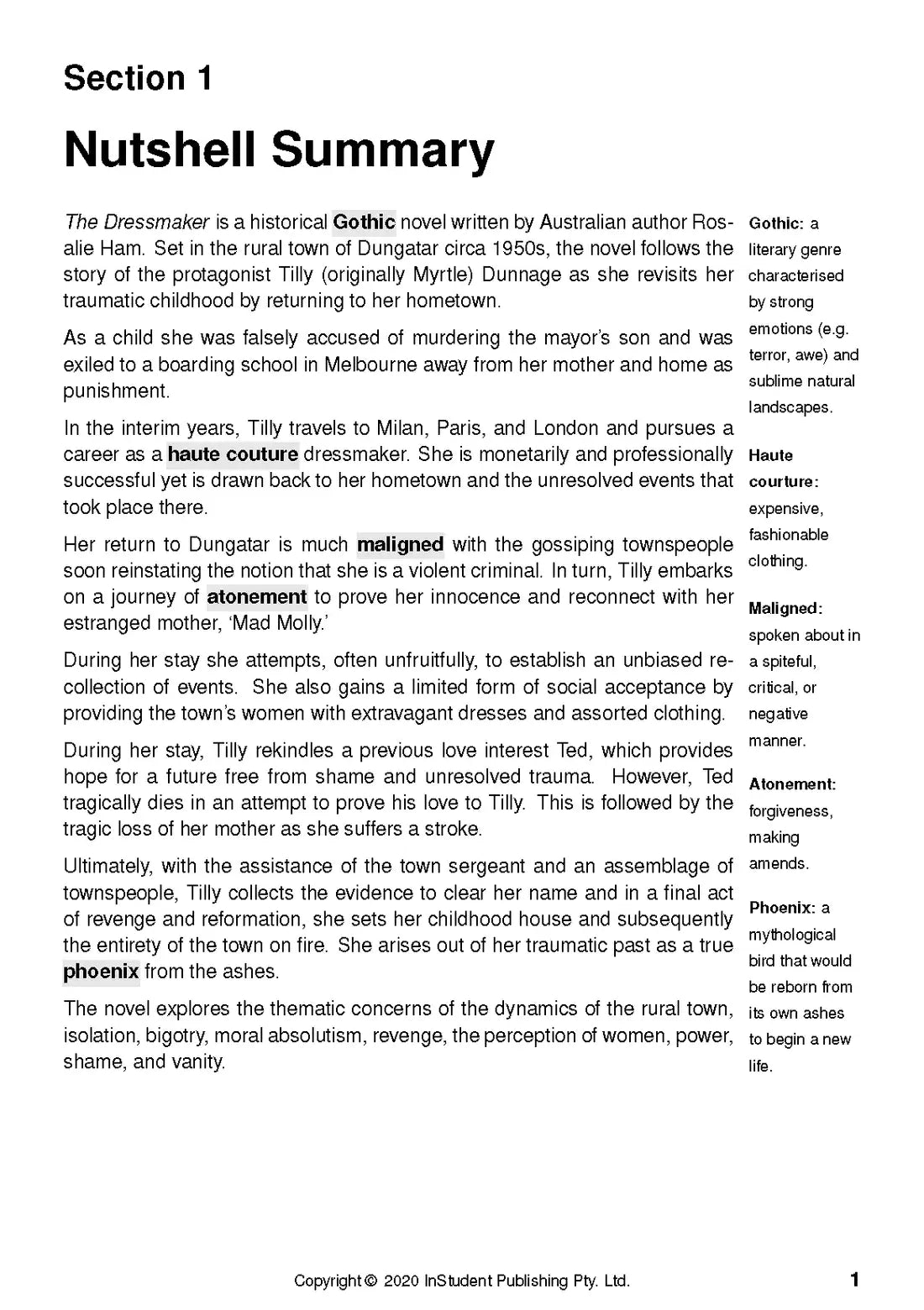 The Dressmaker - ATAR Notes