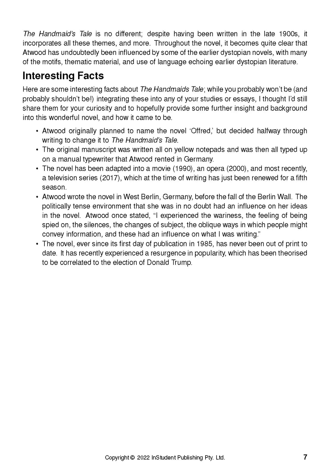 The Handmaid's Tale  - ATAR Notes