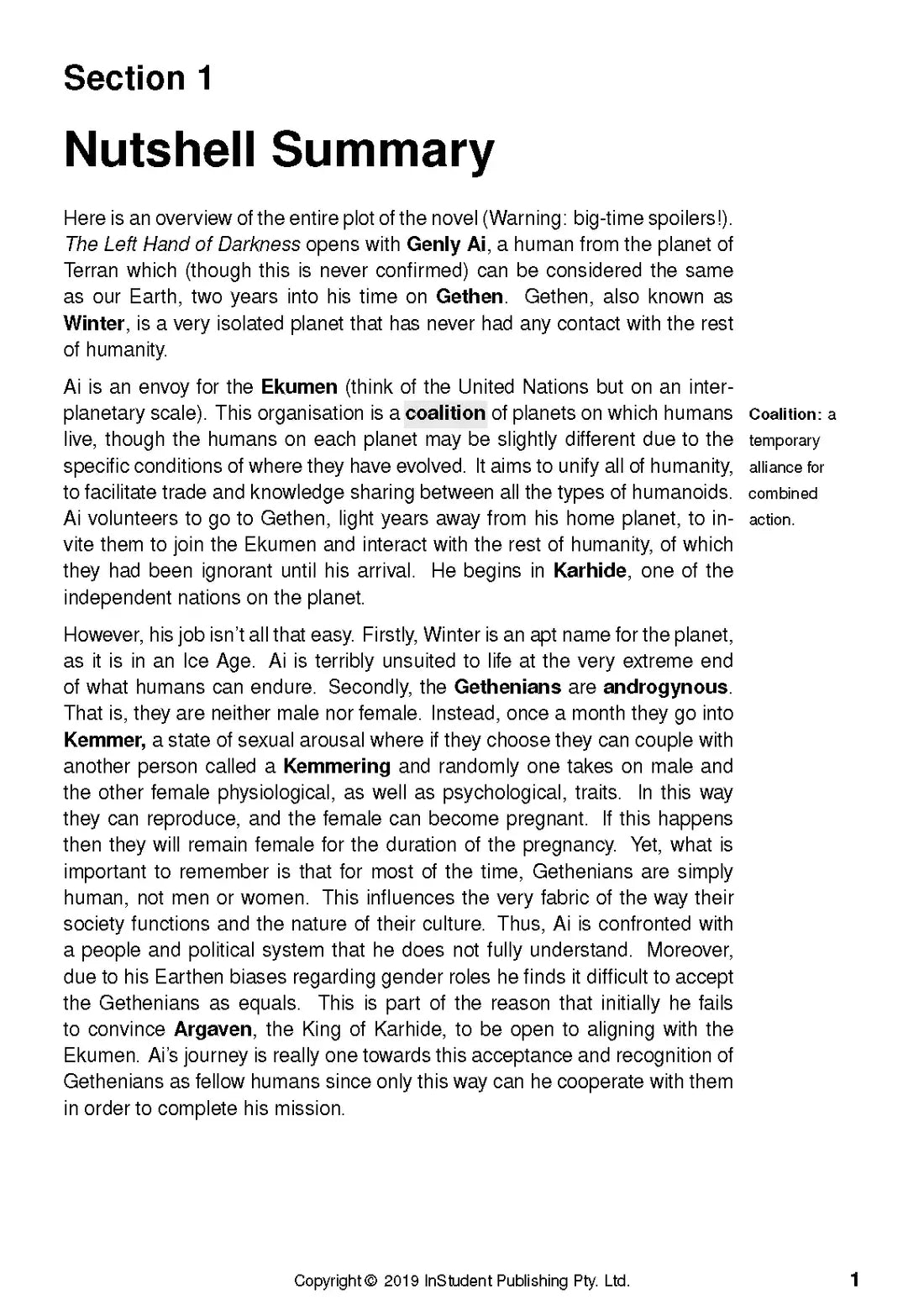 The Left Hand of Darkness - ATAR Notes