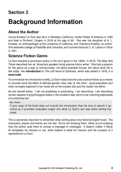 The Left Hand of Darkness - ATAR Notes