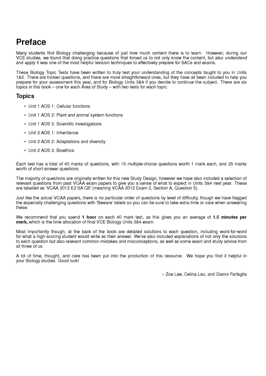 Atar Notes VCE Biology Units 1&2 Topic Test