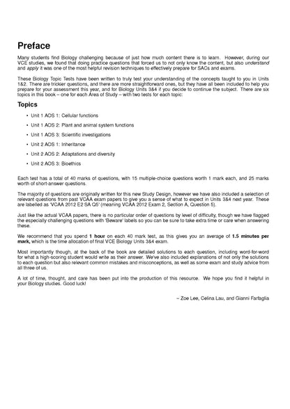 Atar Notes VCE Biology Units 1&2 Topic Test