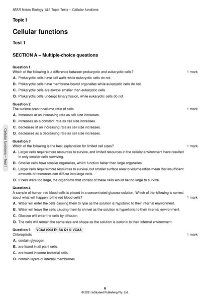 Atar Notes VCE Biology Units 1&2 Topic Test