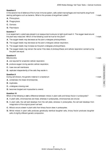 Atar Notes VCE Biology Units 1&2 Topic Test