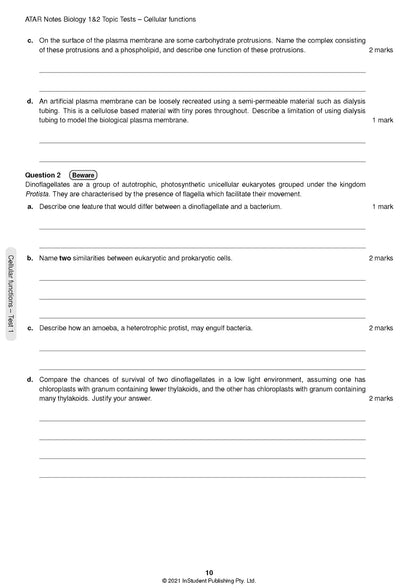 Atar Notes VCE Biology Units 1&2 Topic Test
