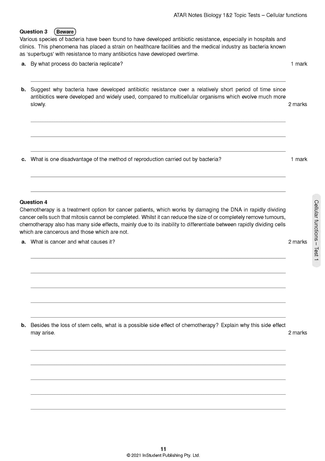 Atar Notes VCE Biology Units 1&2 Topic Test