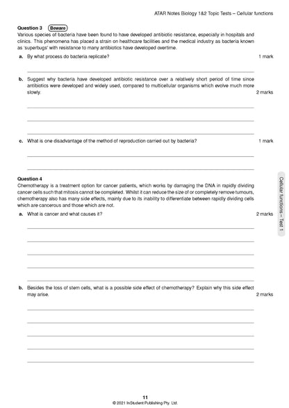 Atar Notes VCE Biology Units 1&2 Topic Test