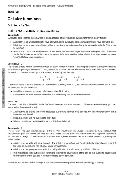 Atar Notes VCE Biology Units 1&2 Topic Test