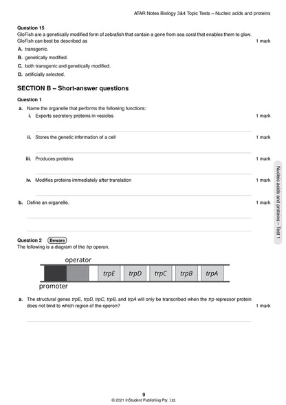 Atar Notes VCE Biology Units 3&4 Topic Test