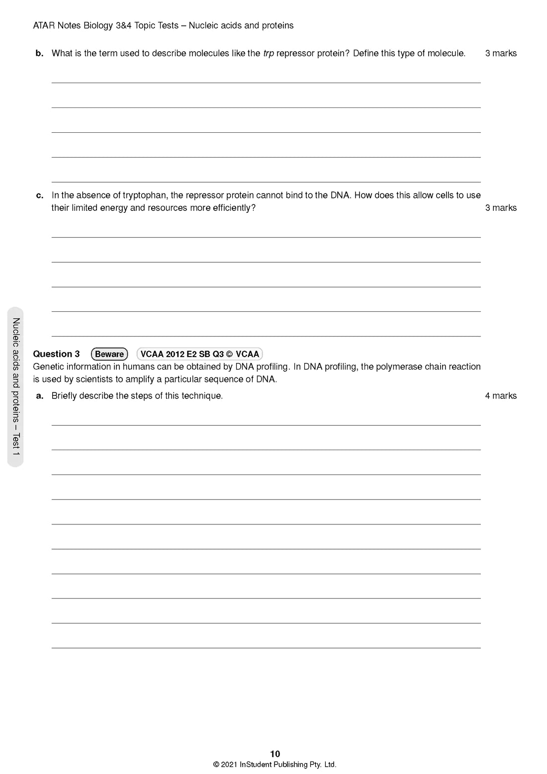 Atar Notes VCE Biology Units 3&4 Topic Test