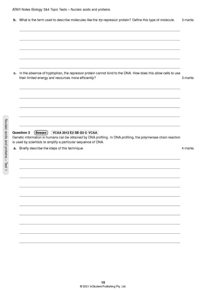 Atar Notes VCE Biology Units 3&4 Topic Test