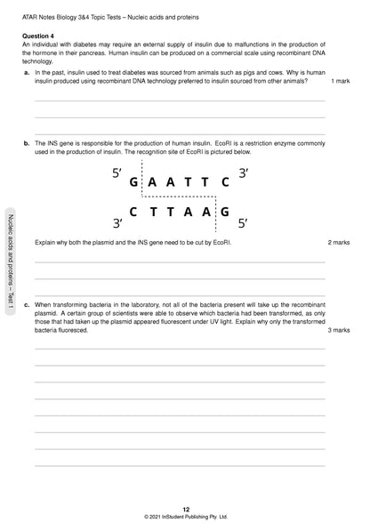 Atar Notes VCE Biology Units 3&4 Topic Test