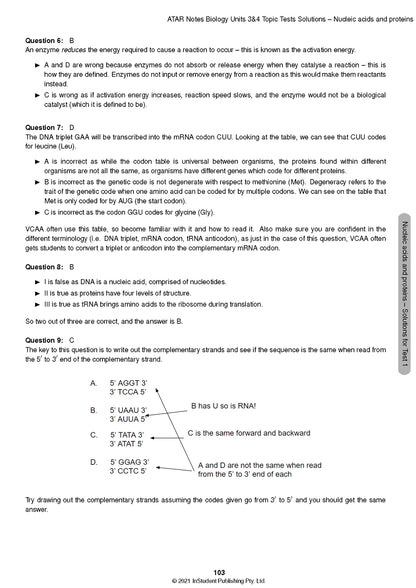 Atar Notes VCE Biology Units 3&4 Topic Test