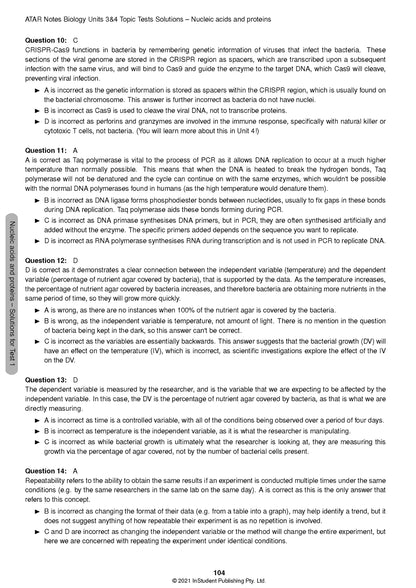Atar Notes VCE Biology Units 3&4 Topic Test