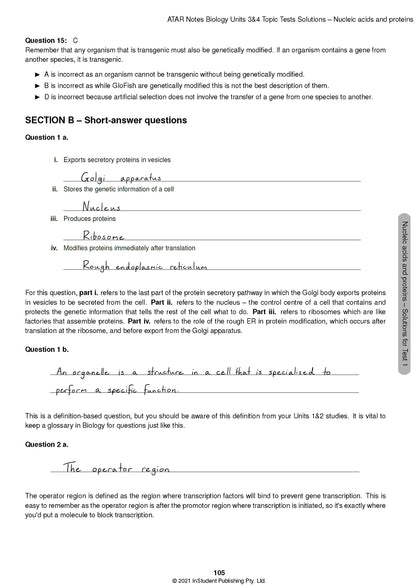 Atar Notes VCE Biology Units 3&4 Topic Test