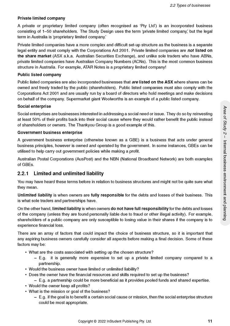 Atar Notes VCE Business Management Units 1&2 Notes