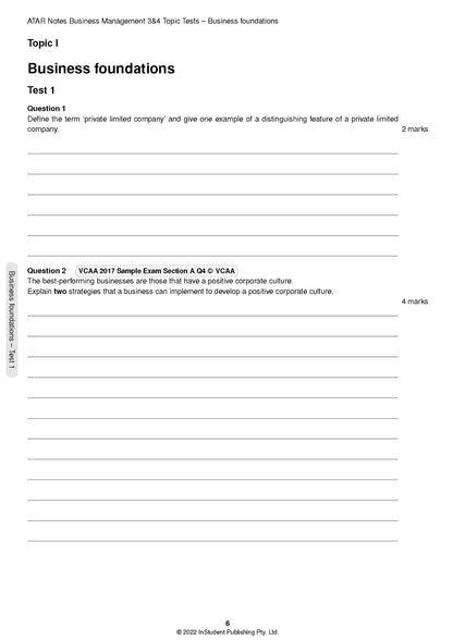Atar Notes Business Management Units 3&4 Topic Test