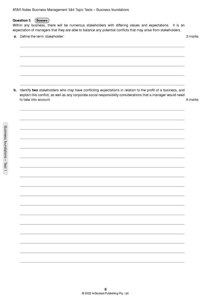 Atar Notes Business Management Units 3&4 Topic Test
