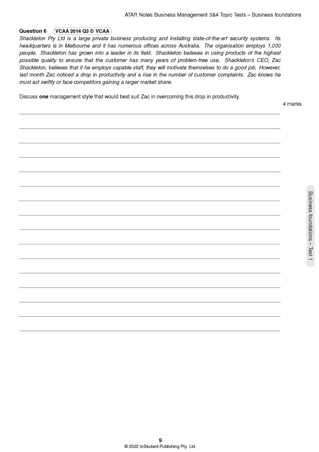 Atar Notes Business Management Units 3&4 Topic Test