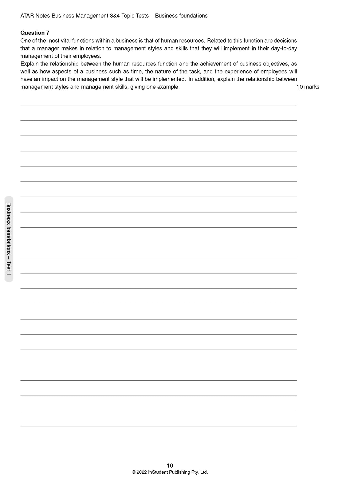 Atar Notes Business Management Units 3&4 Topic Test