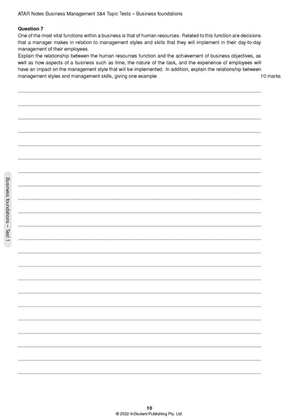Atar Notes Business Management Units 3&4 Topic Test