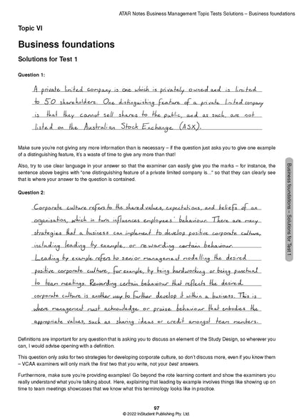Atar Notes Business Management Units 3&4 Topic Test