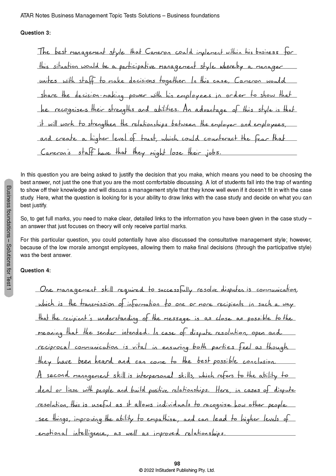 Atar Notes Business Management Units 3&4 Topic Test