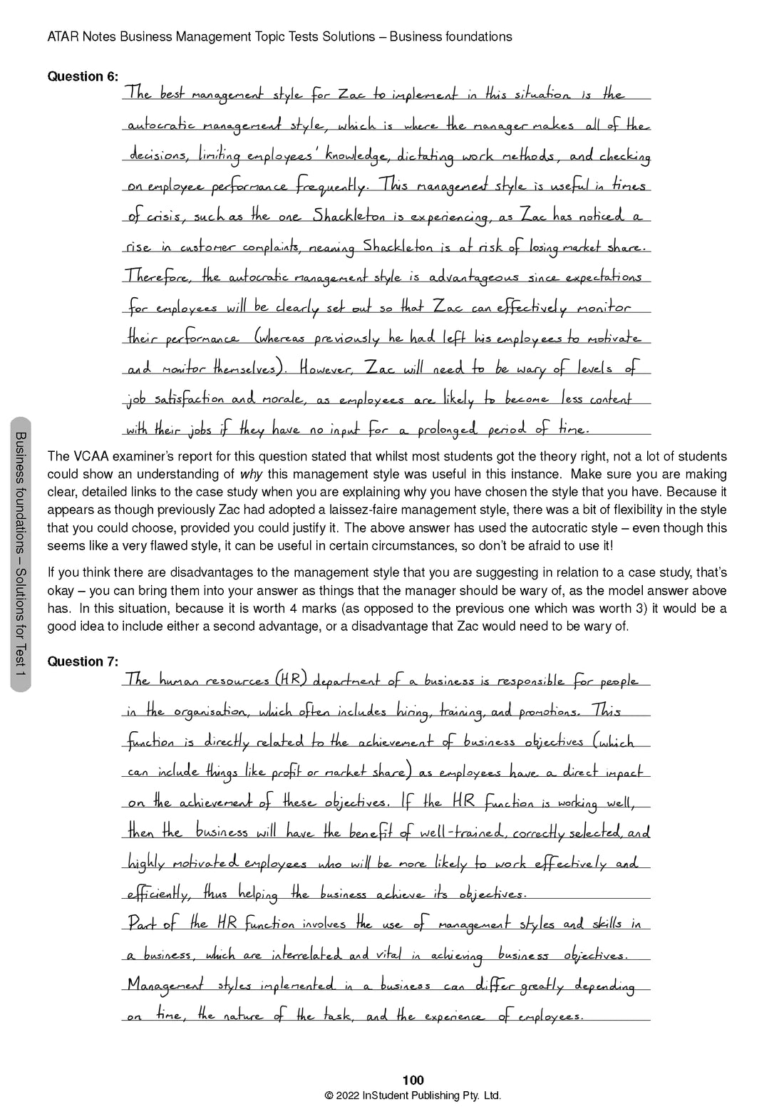 Atar Notes Business Management Units 3&4 Topic Test