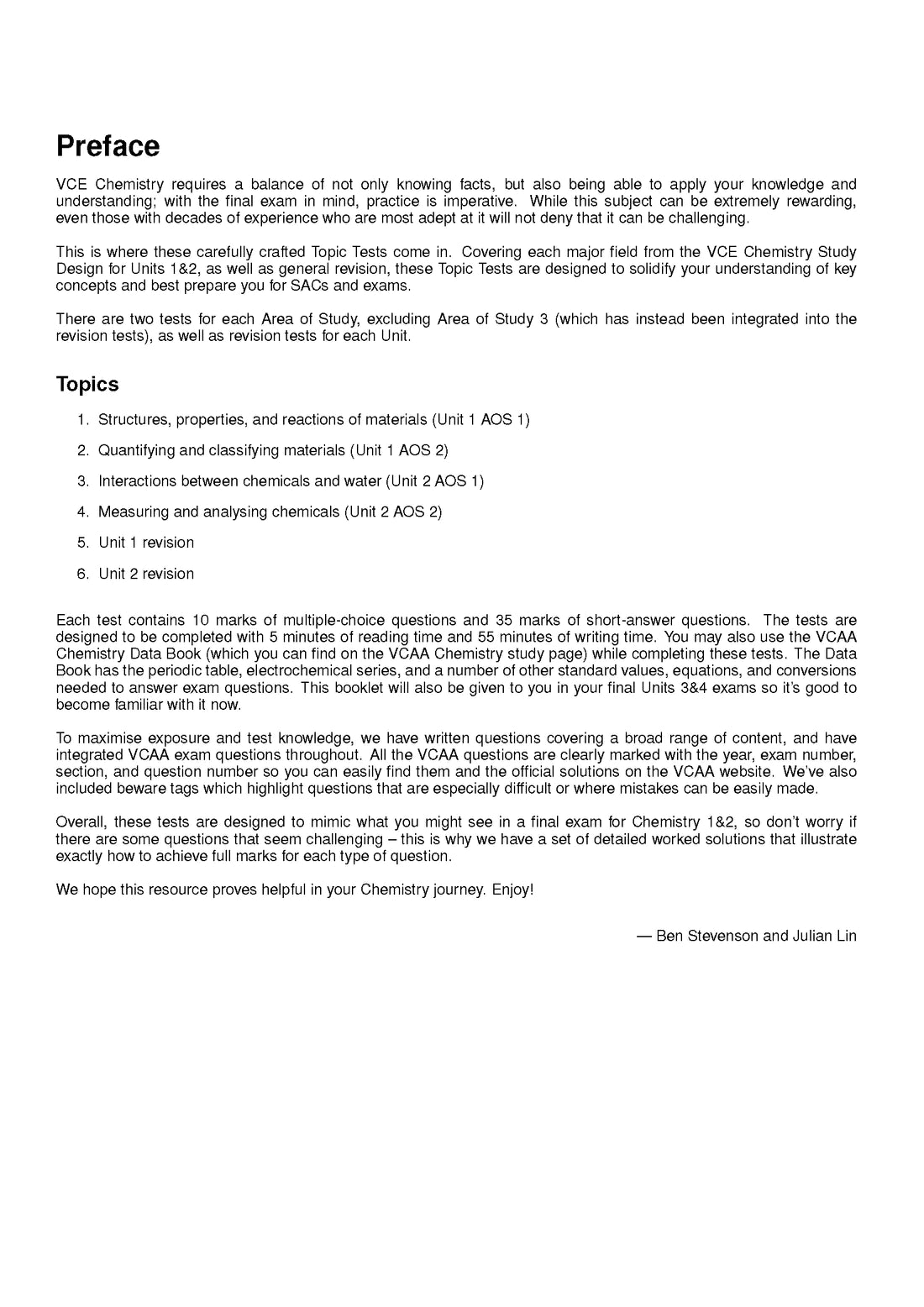 Atar Notes VCE Chemistry Units 1&2 Topic Test